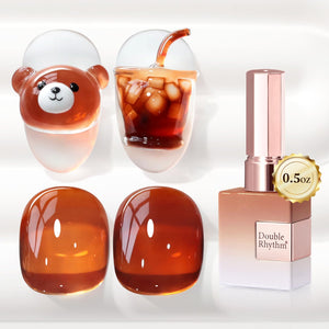 Double Rhythm Translucent Gel Polish Sheer Neutral Natural Light Milky Same Color Same Bottle 15ML Jelly UV Polish Nail Art DIY at Home (Jelly Nude Brown-A1492)