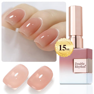 Double Rhythm Translucent Gel Polish Sheer Neutral Natural Light Milky Same Color Same Bottle 15ML Jelly UV Polish Nail Art DIY at Home (Jelly Nude Brown-A1492)