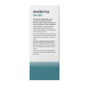 Sesderma SALISES Moisturizing Gel Cream, Acne Treatment for Oily & Combination Skin, Control Breakouts & Hydrate, 1.7 fl oz