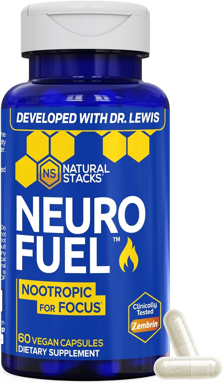 NATURAL STACKS NeuroFuel Nootropic with Zembrin - Doctor Developed Memory & Focus Supplement - Kanna Extract Sceletium Tortuosum - Nootropic Brain Supplement for Focus - 60 Zembrin Capsules