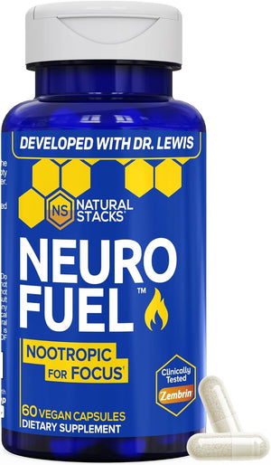 NATURAL STACKS NeuroFuel Nootropic with Zembrin - Doctor Developed Memory & Focus Supplement - Kanna Extract Sceletium Tortuosum - Nootropic Brain Supplement for Focus - 60 Zembrin Capsules