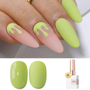 Double Rhythm 0.5 Oz Gel Nail Polish Neutral Natural Same Color Same Bottle Translucent Light Milky Pastel 15ML Manicure French Design Art DIY at Home (Pearl Green-B1146)