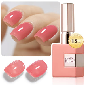 Double Rhythm Translucent Gel Polish Sheer Neutral Natural Light Milky Same Color Same Bottle 15ML Jelly UV Polish Nail Art DIY at Home (Jelly Nude Brown-A1492)