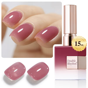 Double Rhythm Translucent Gel Polish Sheer Neutral Natural Light Milky Same Color Same Bottle 15ML Jelly UV Polish Nail Art DIY at Home (Jelly Nude Brown-A1492)