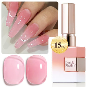 Double Rhythm Translucent Gel Polish Sheer Neutral Natural Light Milky Same Color Same Bottle 15ML Jelly UV Polish Nail Art DIY at Home (Jelly Nude Brown-A1492)