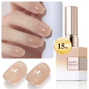 Double Rhythm Translucent Gel Polish Sheer Neutral Natural Light Milky Same Color Same Bottle 15ML Jelly UV Polish Nail Art DIY at Home (Jelly Nude Brown-A1492)