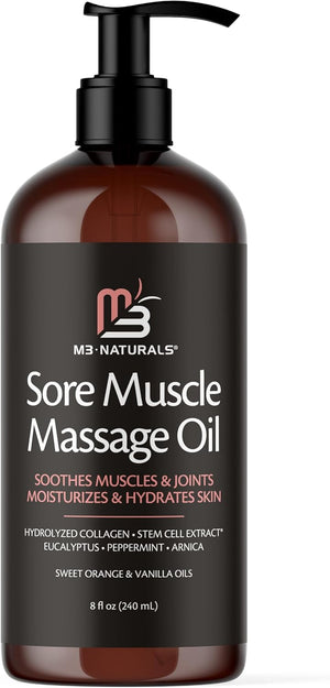Anti Cellulite Massage Oil and Firm Dry Brush Kit | Collagen & Stem Cell Skin Tightening Kit | Radiant Body Care Kit for Women by M3
