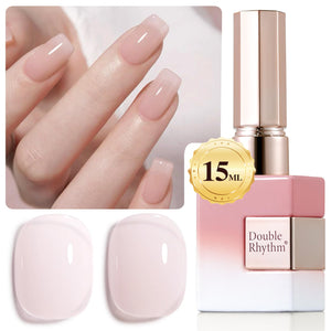Double Rhythm Translucent Gel Polish Sheer Neutral Natural Light Milky Same Color Same Bottle 15ML Jelly UV Polish Nail Art DIY at Home (Jelly Nude Brown-A1492)