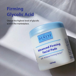 Dr. Denese SkinScience Advanced Firming Facial Pads 100 Count – Professional Exfoliator with Glycolic Acid, Peptides and Aloe for Smooth Radiant Skin, Refined Pores – Dermatologist Tested Cruelty Free