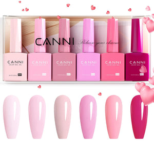 CANNI 6Pcs 9ml Hema-Free Nail Dehydrator Primer, Base Coat Reinforce Diamond Gel Top Coat and Matte Top Coat Gel Nail Polish Set, Soak Off LED Nail Gel Polish Set Nail Art Starter Manicure Salon
