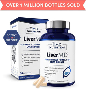 1MD LiverMD - Liver Support Supplement | Siliphos Milk Thistle Extract - Highly Bioavailable, for Liver Support | 60 Capsules (2-Pack)