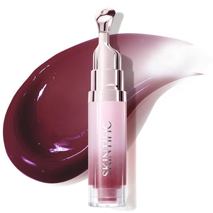 SKINTIFIC Peptide Brightening Lip Serum, Hydrating & Plumping Tinted Lip Gloss, Moisturizing Lip Balm with Polypeptides & Squalane for Glossy Sheer, Smooth Lips(10U Toast Brick)