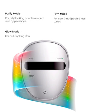 AMIRO Light Facial Mask for Face, 3 Smart Skincare Modes, Spectra Silver | Full-Spectrum 5-Wavelength Skincare System for Face with Red, Blue, Green, Yellow, Infrared Light