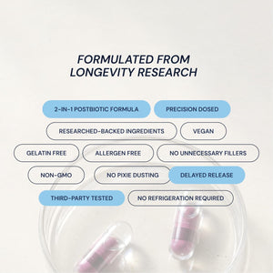 Blueprint by Bryan Johnson Essential Microbiome Capsules, Digestive & Gut Health Support for Women and Men, Delayed-Release 2-in-1 Postbiotic Daily Oral Microbiome Supplement for Healthy Digestion*