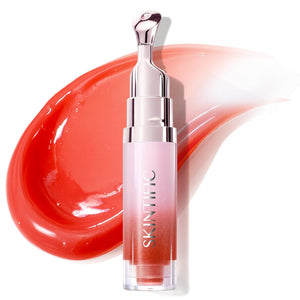 SKINTIFIC Peptide Brightening Lip Serum, Hydrating & Plumping Tinted Lip Gloss, Moisturizing Lip Balm with Polypeptides & Squalane for Glossy Sheer, Smooth Lips(10U Toast Brick)