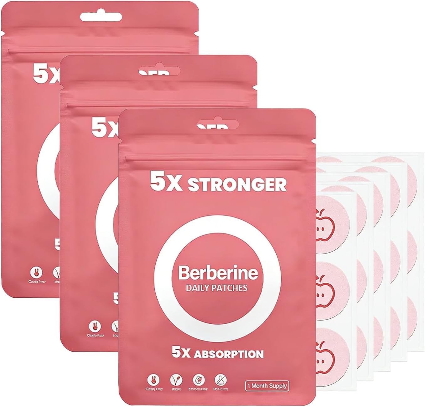 Berberine Patches 5X Stronger Formula, Multi-Part Body Application, Suitable for Men and Women, 90 Patches