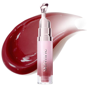 SKINTIFIC Peptide Brightening Lip Serum, Hydrating & Plumping Tinted Lip Gloss, Moisturizing Lip Balm with Polypeptides & Squalane for Glossy Sheer, Smooth Lips(10U Toast Brick)