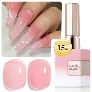 Double Rhythm Translucent Gel Polish Sheer Neutral Natural Light Milky Same Color Same Bottle 15ML Jelly UV Polish Nail Art DIY at Home (Jelly Nude Brown-A1492)