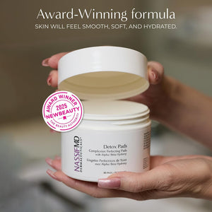 NassifMD Exfoliating Detox Pads | Surgeon-Created AHA/BHA Facial Pads for Deep Cleansing, Smoother Texture & Glowing Skin | Reduces Pores, Firms, Brightens