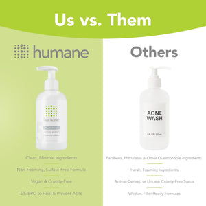 humane Benzoyl Peroxide Face Wash - 5% Regular-Strength Acne Face Wash For Skin, Back & Body - 8 Fl Oz - Dermatologist-Tested Non-Foaming Cleanser - Benzoyl Peroxide Acne Treatment - Cruelty-Free