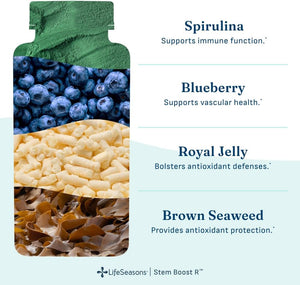 LifeSeasons Stem Boost-R - Stem Cell Support - Naturally Repair Damaged Tissue - Vitamin Supplement Rich in Antioxidants - Royal Jelly, Spirulina, Blueberry, Brown Seaweed & L-Carnosine - 120 Capsules