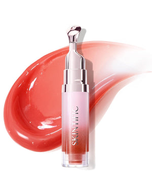 SKINTIFIC Peptide Brightening Lip Serum, Hydrating & Plumping Tinted Lip Gloss, Moisturizing Lip Balm with Polypeptides & Squalane for Glossy Sheer, Smooth Lips(10U Toast Brick)