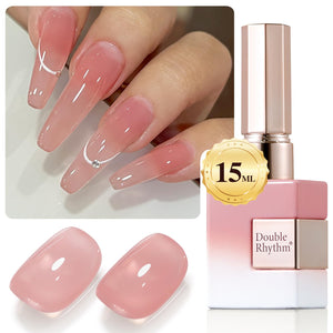Double Rhythm Translucent Gel Polish Sheer Neutral Natural Light Milky Same Color Same Bottle 15ML Jelly UV Polish Nail Art DIY at Home (Jelly Nude Brown-A1492)