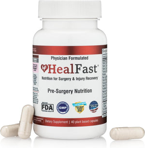 HealFast Complete Surgery & Injury Recovery Supplement: for Wound, Scar Treatment & Bruising w/Vitamins, Bromelain, Quercetin & Probiotics (Pre+Post Op)