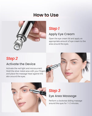 AMIRO PDRN Red Light Therapy Eye Cream with Built-In Microcurrent Massager | PDRN Peptide Under Eye Treatment for Puffy, Tired-Looking Eyes, Hydrated, Firmer-Looking Skin, 1.06 oz