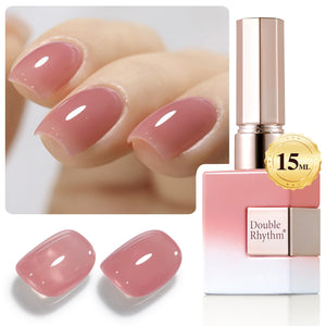 Double Rhythm Translucent Gel Polish Sheer Neutral Natural Light Milky Same Color Same Bottle 15ML Jelly UV Polish Nail Art DIY at Home (Jelly Nude Brown-A1492)