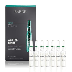 BABOR Active Night Ampoule Serum Concentrates, Hyaluronic Acid Serum, Hydrating Night Treatment, for Dry and Damaged Skin, Vegan, 0.28 oz.