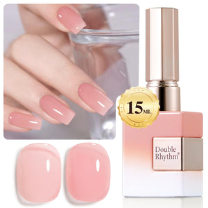 Double Rhythm Translucent Gel Polish Sheer Neutral Natural Light Milky Same Color Same Bottle 15ML Jelly UV Polish Nail Art DIY at Home (Jelly Nude Brown-A1492)