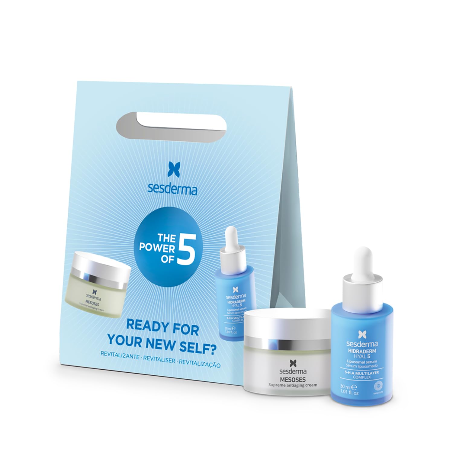 Sesderma Revitalizing Pack | Hydradrerm Hyal 5 Serum + Mesoses Cream | Hydrating & Firming Duo with 5 Types of Hyaluronic Acid, Niacinamide & Amino Acids for Smoother, Brighter Skin