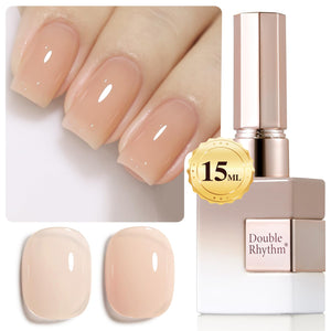 Double Rhythm Translucent Gel Polish Sheer Neutral Natural Light Milky Same Color Same Bottle 15ML Jelly UV Polish Nail Art DIY at Home (Jelly Nude Brown-A1492)