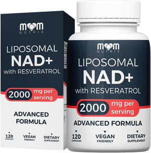MOM NUTRIX Liposomal NAD Supplement with Resveratrol - High Purity NAD Plus 2000 mg, 120 Capsules, Made in the USA - NMN Alternative