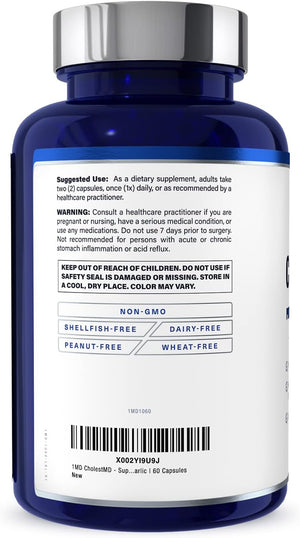 1MD Nutrition CholestMD with Olive Leaf Extract, Bergavit, Niacin, Garlic | 60 Capsules