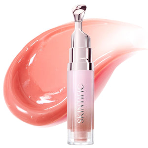 SKINTIFIC Peptide Brightening Lip Serum, Hydrating & Plumping Tinted Lip Gloss, Moisturizing Lip Balm with Polypeptides & Squalane for Glossy Sheer, Smooth Lips(10U Toast Brick)