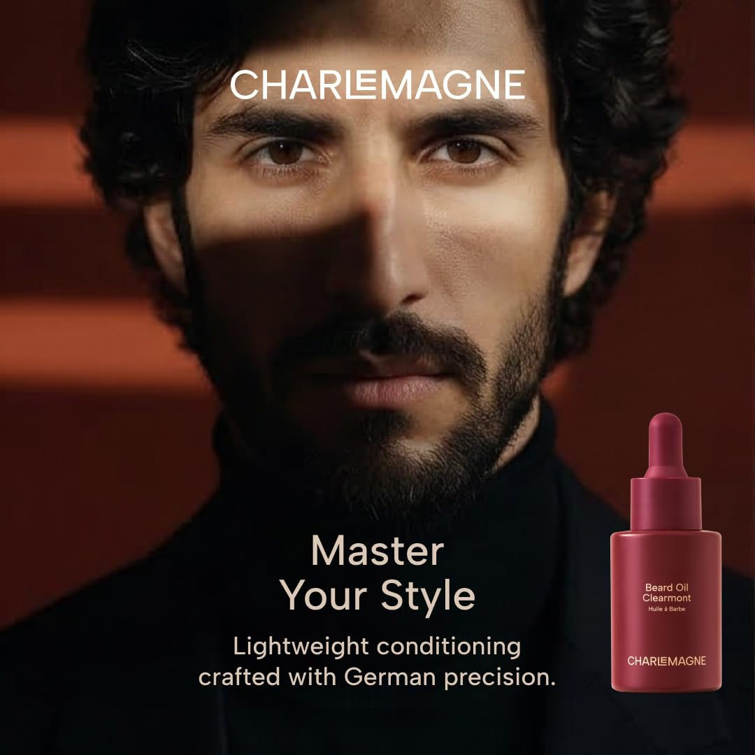Charlemagne Beard Oil for Men – 30 ml, Clearmont | Sophisticated Minimalist Scent - Premium Beard Conditioner, Softener & Moisturizer Argan Oil, Jojoba Stops Beard Itch, Softens Coarse Hair