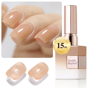Double Rhythm Translucent Gel Polish Sheer Neutral Natural Light Milky Same Color Same Bottle 15ML Jelly UV Polish Nail Art DIY at Home (Jelly Nude Brown-A1492)