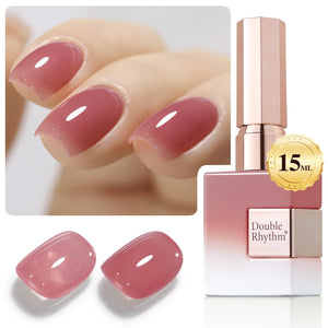 Double Rhythm Translucent Gel Polish Sheer Neutral Natural Light Milky Same Color Same Bottle 15ML Jelly UV Polish Nail Art DIY at Home (Jelly Nude Brown-A1492)