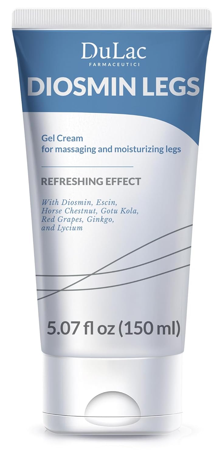 Dulac, Diosmin Legs Gel Cream, Cooling & Refreshing, with Diosmin & Menthol, Horse Chestnut Extract, Butcher's Broom & Red Vine, Fast-Absorbing, Non-Greasy, Daily Leg Care, 5.07 fl oz, Made in Italy