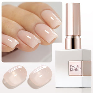 Double Rhythm Translucent Gel Polish Sheer Neutral Natural Light Milky Same Color Same Bottle 15ML Jelly UV Polish Nail Art DIY at Home (Jelly Nude Brown-A1492)