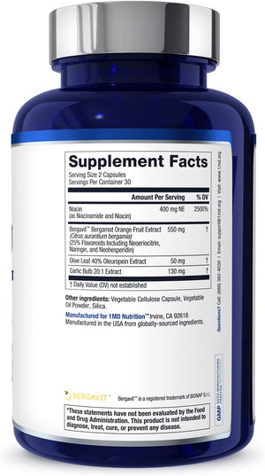 1MD Nutrition CholestMD with Olive Leaf Extract, Bergavit, Niacin, Garlic | 60 Capsules