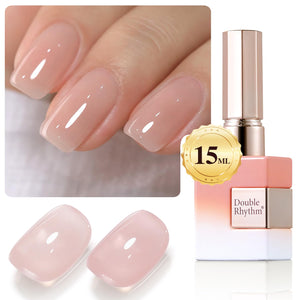 Double Rhythm Translucent Gel Polish Sheer Neutral Natural Light Milky Same Color Same Bottle 15ML Jelly UV Polish Nail Art DIY at Home (Jelly Nude Brown-A1492)
