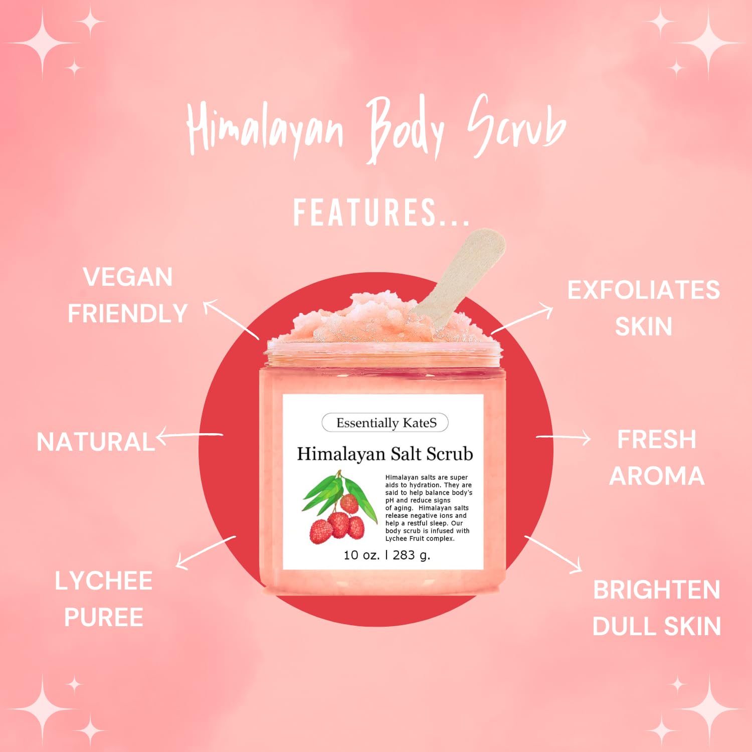Himalayan Salt Body Scrub with Almond Oil, Exfoliating Mineral Formula, 10 oz