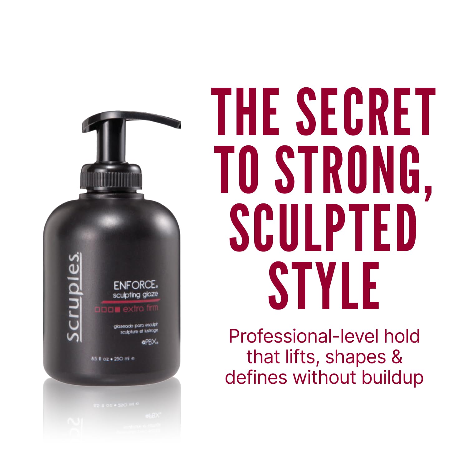Scruples Enforce Sculpting Glaze - Strong Hold Hair Gel to Create Body & Lift - Weightless Hair Glaze Without Build Up - Water Soluble Formula for All Hair Types (8.5 oz)