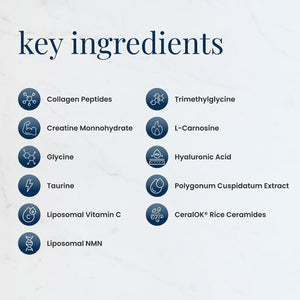 Renue Blue Skin Essentials Chocolate Drink Mix | Collagen Peptides Creatine & Protein Powder | Collagen (12g) Creatine (5g) Protein (15g) per Serving | Skin Hydration & Elasticity Support | 15 Sachets