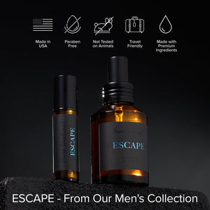 Pure Instinct ESCAPE The Original Pheromone Infused Essential Oil Perfume Cologne - Men's Collection - TSA Ready (Roll On Bottle 0.34 Fl. Oz./10.2mL)