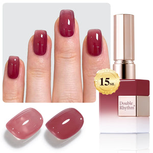 Double Rhythm Translucent Gel Polish Sheer Neutral Natural Light Milky Same Color Same Bottle 15ML Jelly UV Polish Nail Art DIY at Home (Jelly Nude Brown-A1492)