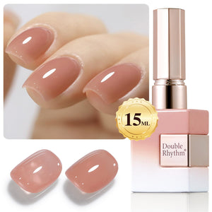 Double Rhythm Translucent Gel Polish Sheer Neutral Natural Light Milky Same Color Same Bottle 15ML Jelly UV Polish Nail Art DIY at Home (Jelly Nude Brown-A1492)
